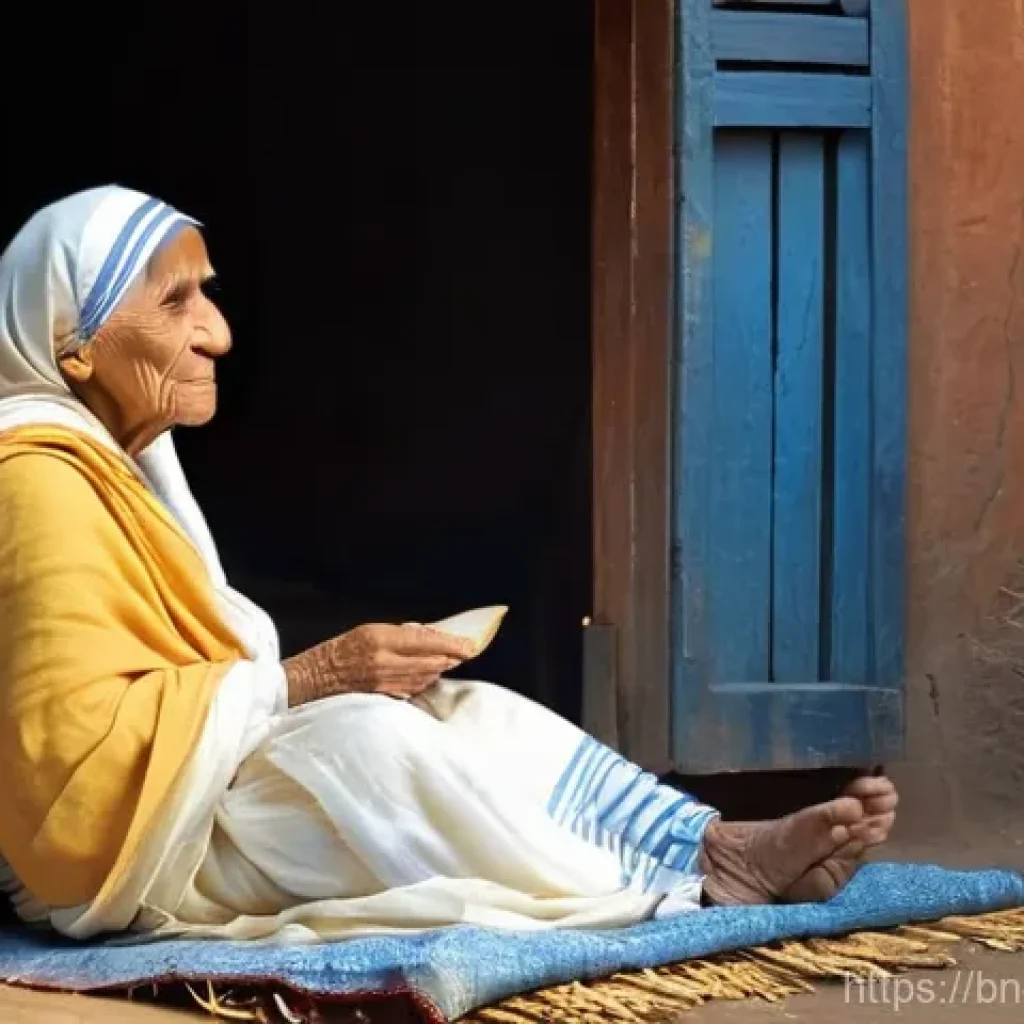 테레사 수녀 Mother Teresa    인도주의 활동 노벨 평화상 자선 단체 - Early Compassion in Kolkata**
A realistic, warmly lit image portraying Mother Teresa in her younger ...