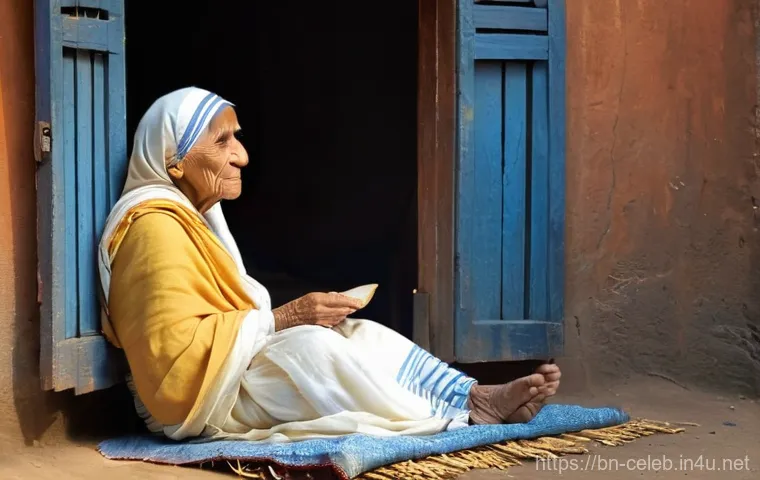 테레사 수녀 Mother Teresa 인도주의 활동 노벨 평화상 자선 단체 - Early Compassion in Kolkata**
A realistic, warmly lit image portraying Mother Teresa in her younger ...